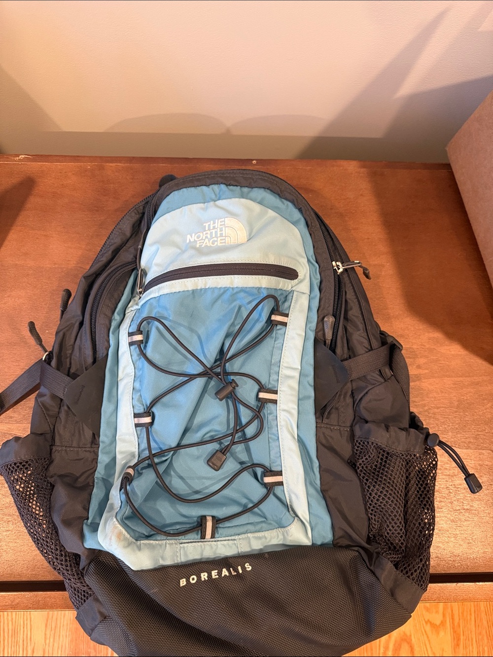 The North Face Borealis Backpack in Sky Blue and Black